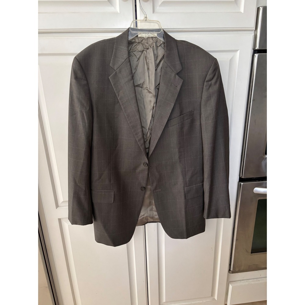 Joseph Abboud Mens 42R Wool Blazer Brown‎ Windowpane Sport Coat Bloomingdales